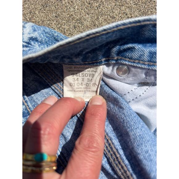 Vintage Wrangler Pants Men Size 34x34 Hero Cotton Denim Relaxed Straight Jeans - Picture 7 of 7